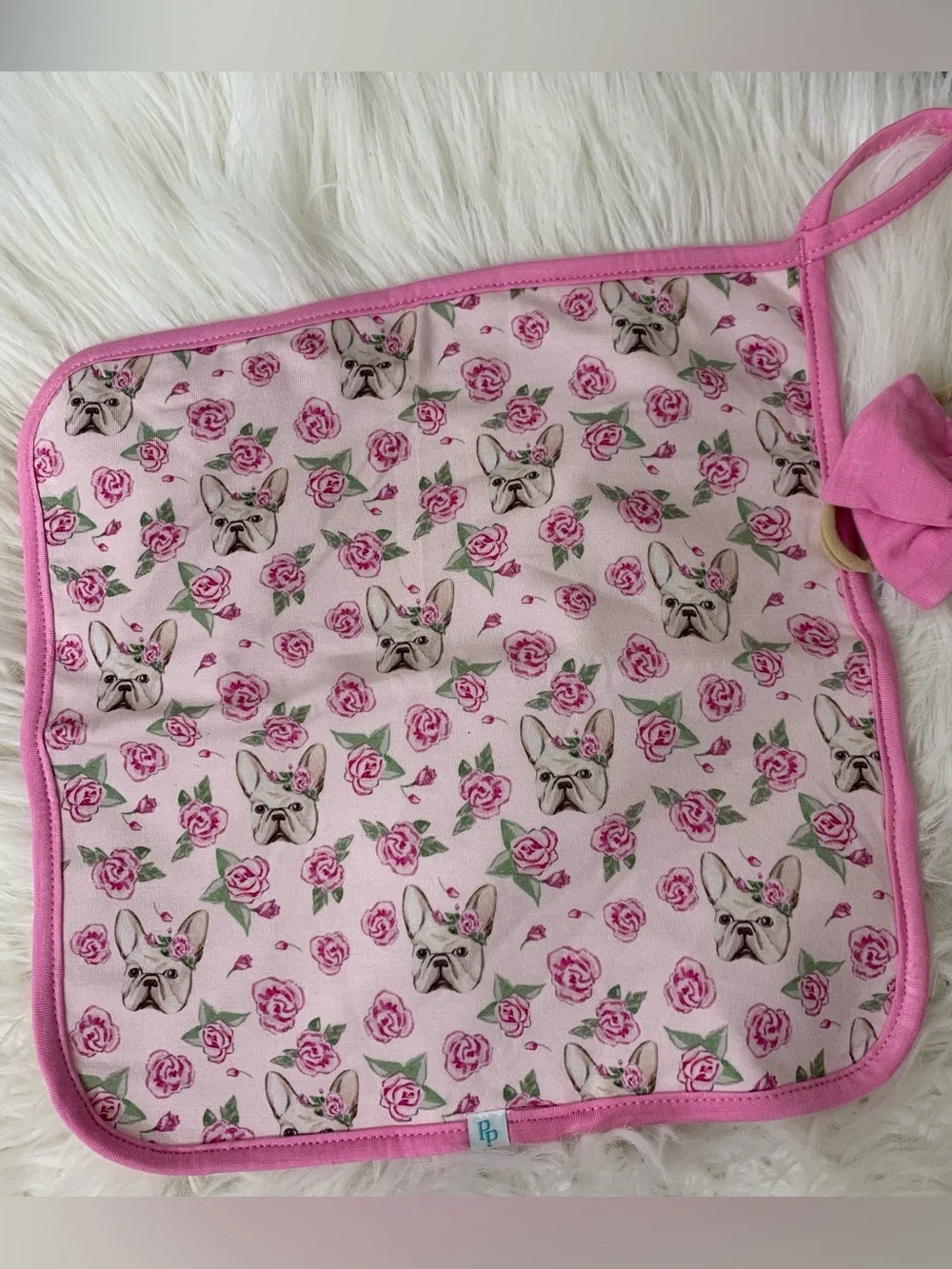 Posh Peanut Baby Pink Floral French Bulldog Lovey and Bow Set